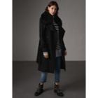 Burberry Burberry Detachable Fox Fur Trim Wool Blend Trench Coat, Size: 00
