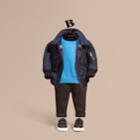 Burberry Burberry Nylon And Check Wool Cashmere Bomber Jacket, Size: 6m, Blue