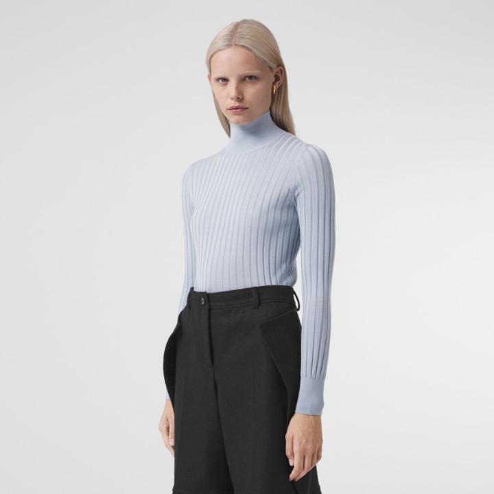 Burberry Burberry Monogram Motif Silk Turtleneck Sweater, Size: Xl