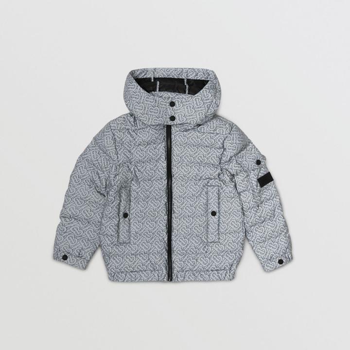 Burberry Burberry Childrens Monogram Print Hooded Puffer Jacket, Size: 14y, Black