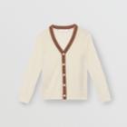 Burberry Burberry Childrens Icon Stripe Detail Merino Wool Cardigan, Size: 12m, White