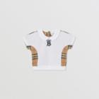 Burberry Burberry Childrens Peter Pan Collar Vintage Check Panel Cotton T-shirt, Size: 2y, Beige