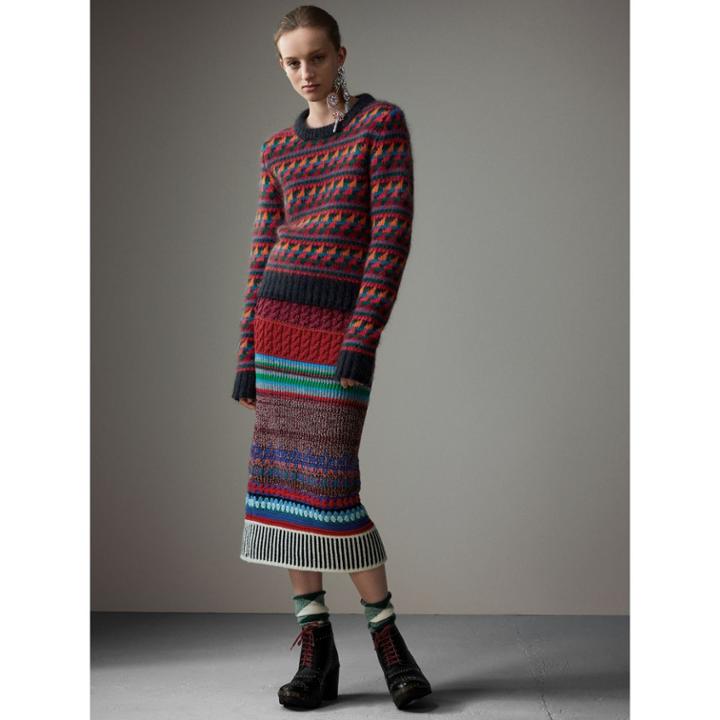 Burberry Burberry Fair Isle Knitted Wool Mohair Blend Sweater, Multicolour