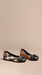 Burberry Burberry Leather And House Check Ballerinas, Size: 31, Black