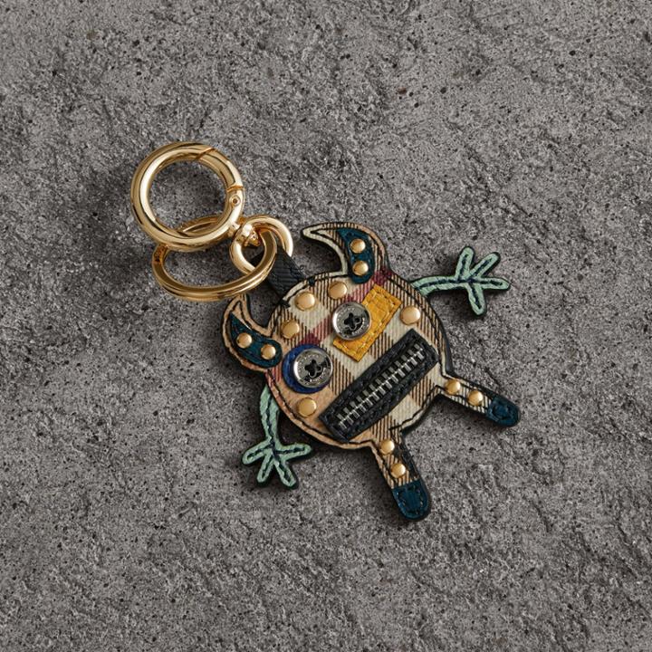 Burberry Burberry Creature Motif Leather Trim Key Ring