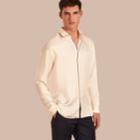 Burberry Burberry Piped Modern Fit Silk Shirt, White