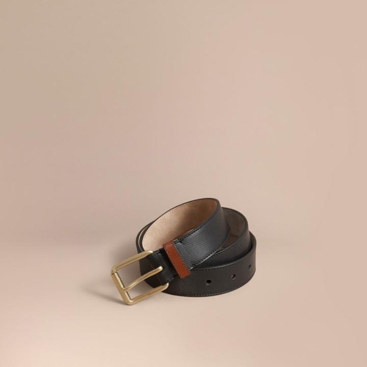 Burberry Burberry Two-tone Trench Leather Belt, Size: 95, Black