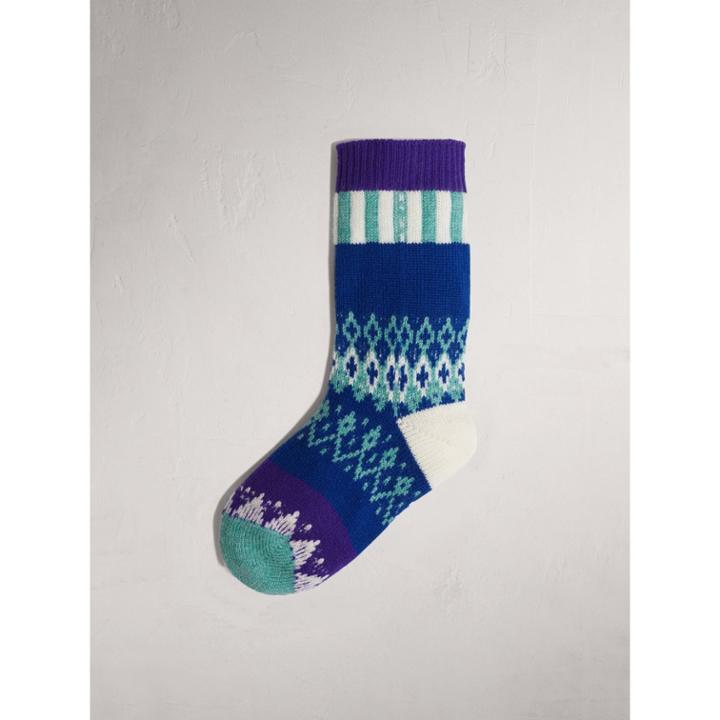 Burberry Burberry Fair Isle Cashmere Wool Patchwork Socks