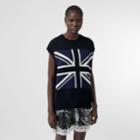 Burberry Burberry Zip Detail Union Jack Intarsia Cotton Vest, Size: M, Black