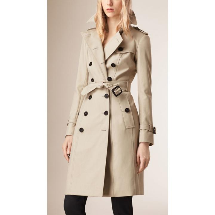 Burberry Burberry Cotton Gabardine Trench Coat, Size: 36, Beige