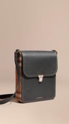 Burberry The Medium Satchel In Textural Leather And House Check