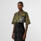 Burberry Burberry Short-sleeve Monogram Print Cotton Oversized Shirt, Size: 04, Green