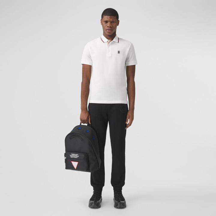 Burberry Burberry Icon Stripe Placket Cotton Piqu Polo Shirt, Size: M, White
