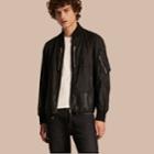 Burberry Burberry Lightweight Technical Bomber Jacket With Snakeskin, Size: 48, Black