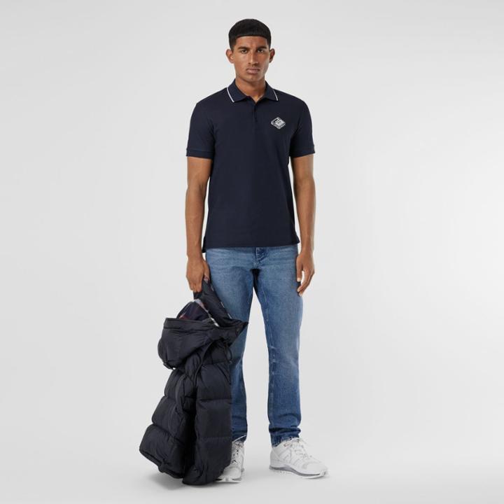 Burberry Burberry Logo Graphic Cotton Piqu Polo Shirt, Size: M, Blue