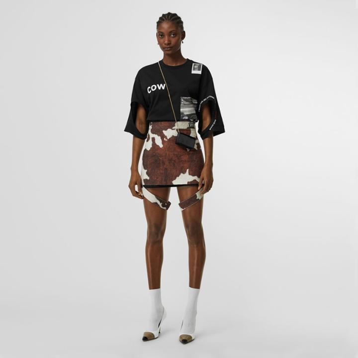 Burberry Burberry Cut-out Detail Montage Print Cotton T-shirt, Black