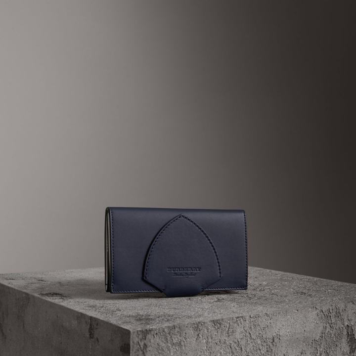 Burberry Burberry Equestrian Shield Two-tone Leather Continental Wallet, Blue