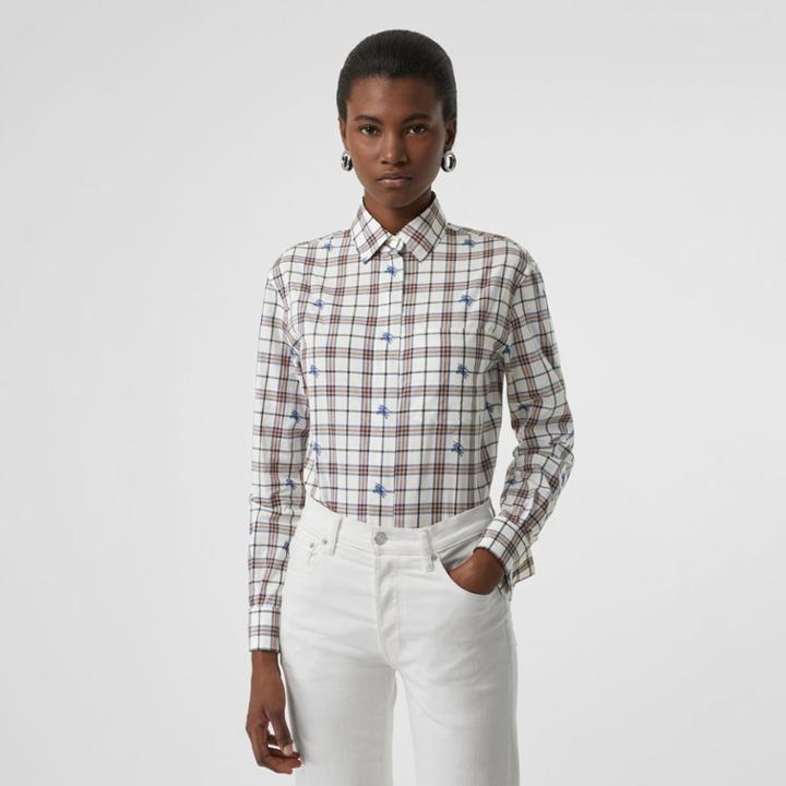 Burberry Burberry Fil Coup Check Cotton Shirt, Size: 10, White