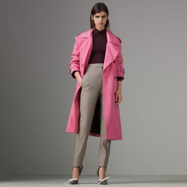 Burberry Burberry Oversized Lapel Wool Gabardine Trench Coat, Size: 02