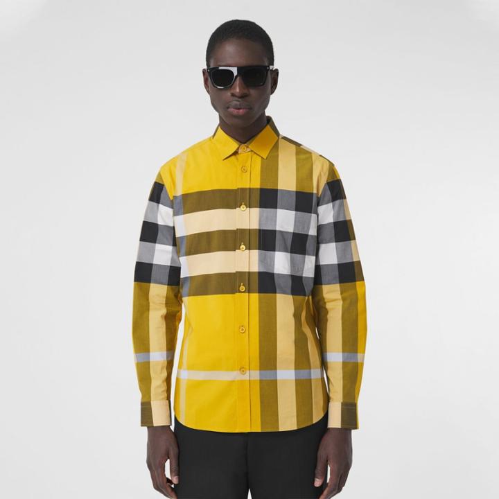 Burberry Burberry Check Stretch Cotton Poplin Shirt, Size: M
