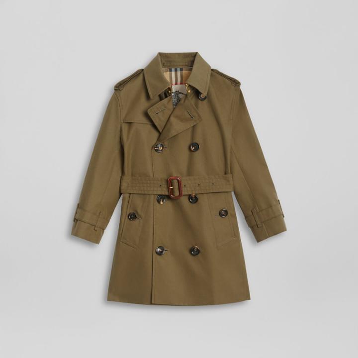 Burberry Burberry Childrens Cotton Gabardine Trench Coat, Size: 10y, Green