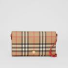 Burberry Burberry Vintage Check Wallet With Detachable Strap, Red