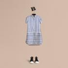 Burberry Burberry Striped Silk Cotton Shirt Dress, Size: 10y, Blue