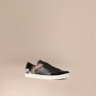 Burberry Burberry Leather And House Check Trainers, Size: 43, Black
