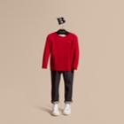 Burberry Burberry Check Elbow Patch Cashmere Sweater, Size: 4y, Red