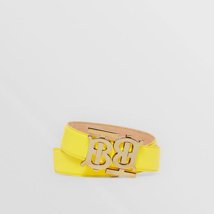 Burberry Burberry Double Monogram Motif Leather Belt, Yellow