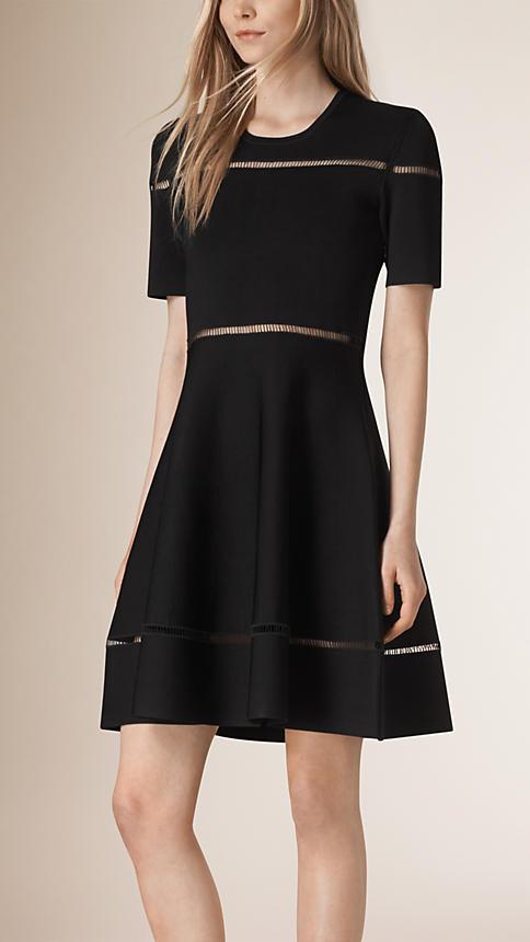 Burberry Open Stitch Lace Detail A-line Dress