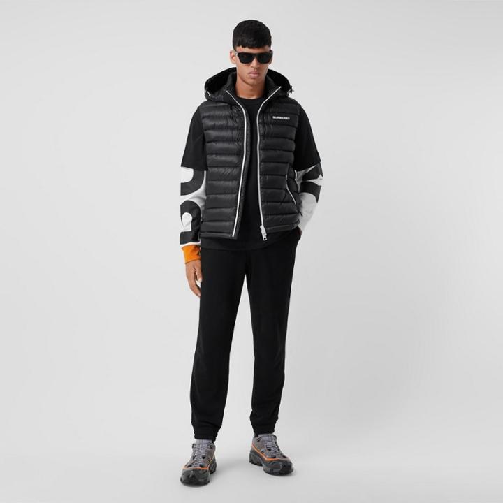 Burberry Burberry Detachable Hood Logo Appliqu Puffer Gilet, Size: Xs, Black