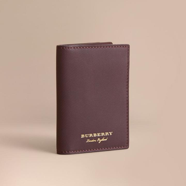 Burberry Burberry Trench Leather Folding Card Case, Purple