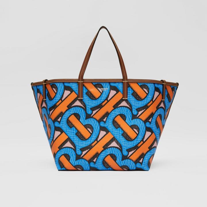 Burberry Burberry Mini Monogram Print E-canvas Beach Tote, Blue