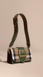 Burberry Burberry The Buckle Bag In House Check And Leather, Green