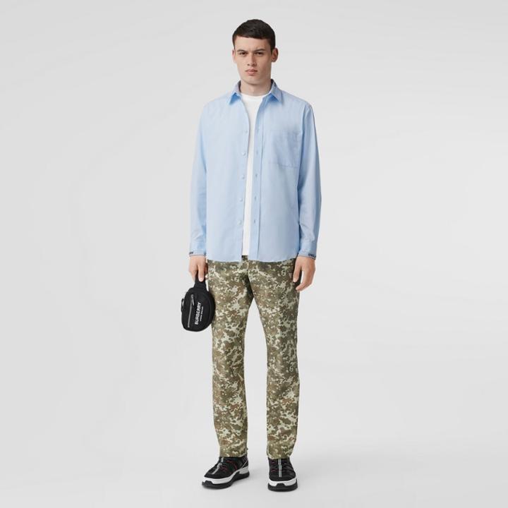 Burberry Burberry Logo Detail Cotton Poplin Shirt, Blue
