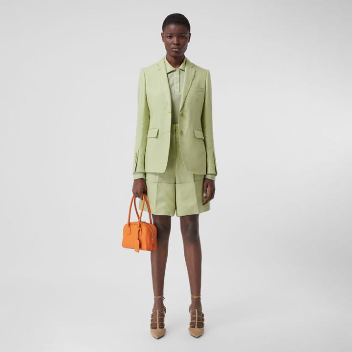 Burberry Burberry Cuff Detail Linen Tailored Shorts, Size: 02