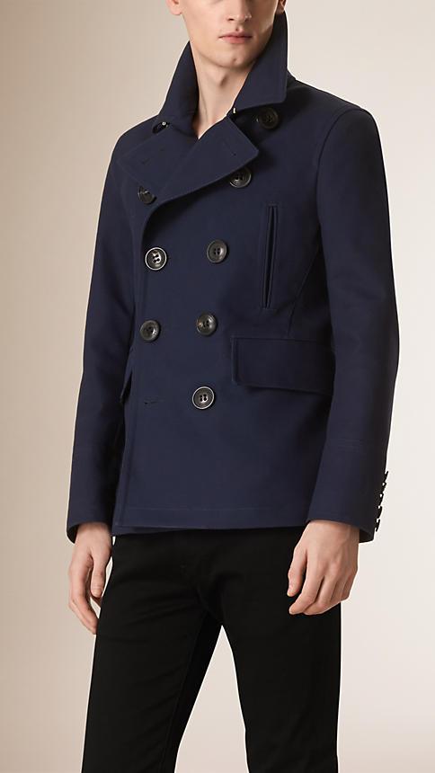 Burberry Button Detail Showerproof Bonded Cotton Pea Coat