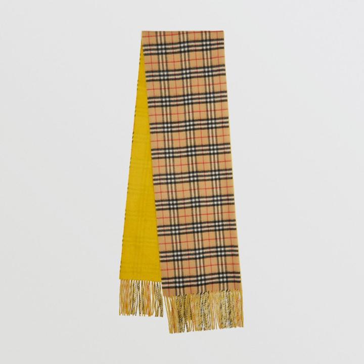 Burberry Burberry Colour Block Vintage Check Cashmere Scarf, Yellow