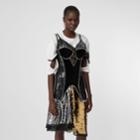 Burberry Burberry Crystal Detail Mesh And Velvet Corset Top, Size: 0, Black