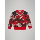 Burberry Burberry Camouflage Merino Wool Jacquard Sweater, Size: 14y, Red