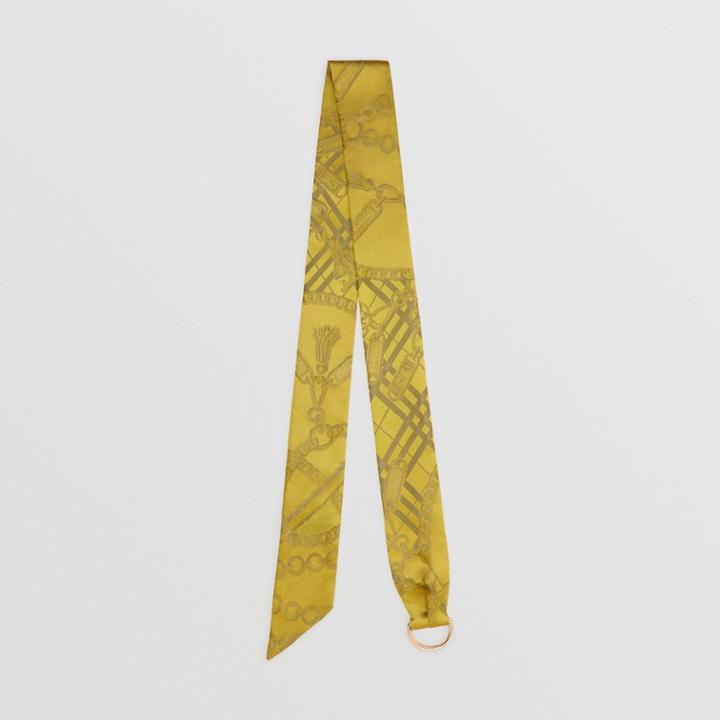 Burberry Burberry D-ring Detail Chain Silk Jacquard Skinny Scarf, Yellow