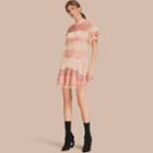 Burberry Burberry Floral Lace Dress With Flutter Sleeves, Size: 06, Pink