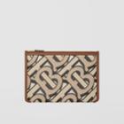 Burberry Burberry Monogram Print E-canvas And Leather Pouch, Beige