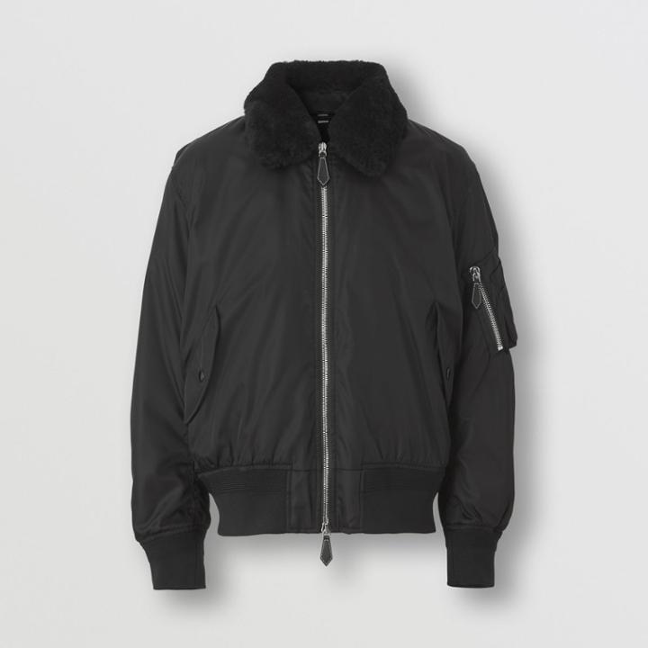 Burberry Burberry Detachable Shearling Collar Econyl Bomber Jacket