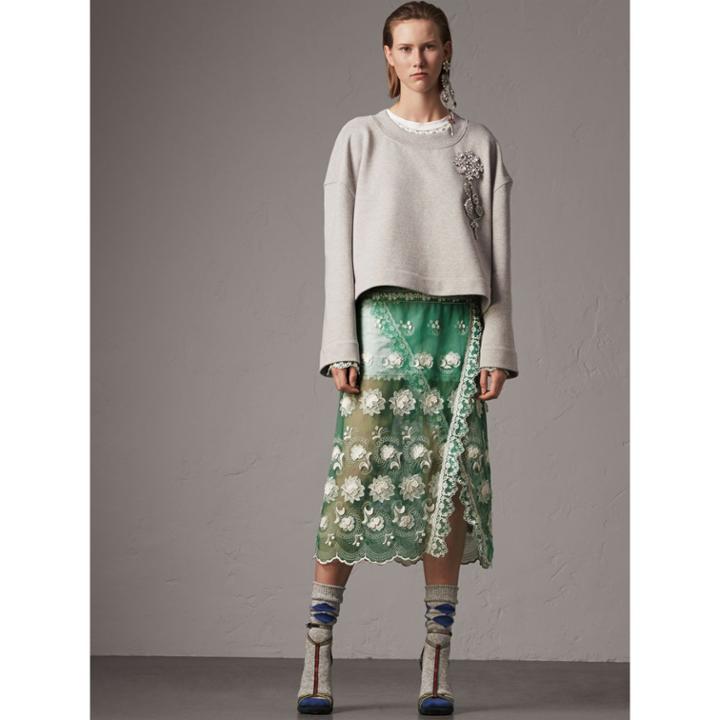 Burberry Burberry Cropped Sweatshirt With Crystal Brooch, Grey
