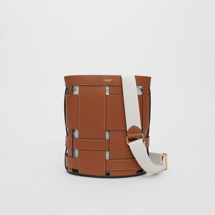 Burberry Burberry Small Leather Foster Bucket Bag, Brown