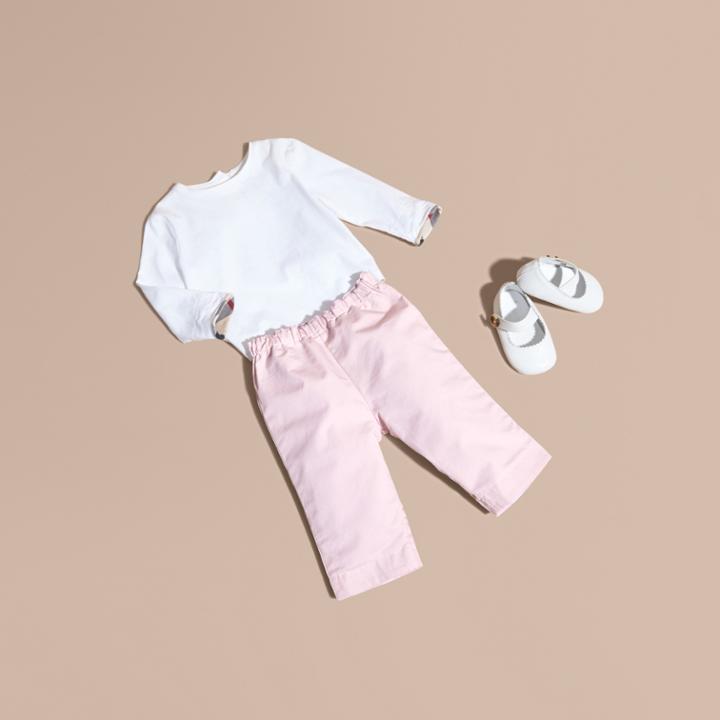 Burberry Burberry Check Turn-up Cotton Trousers, Size: 6m, Pink