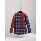Burberry Burberry Panelled Tartan And Check Cotton Poplin Shirt, Size: 4y, Blue