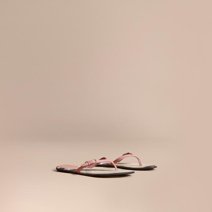 Burberry Burberry House Check And Patent Leather Sandals, Size: 37, Pink